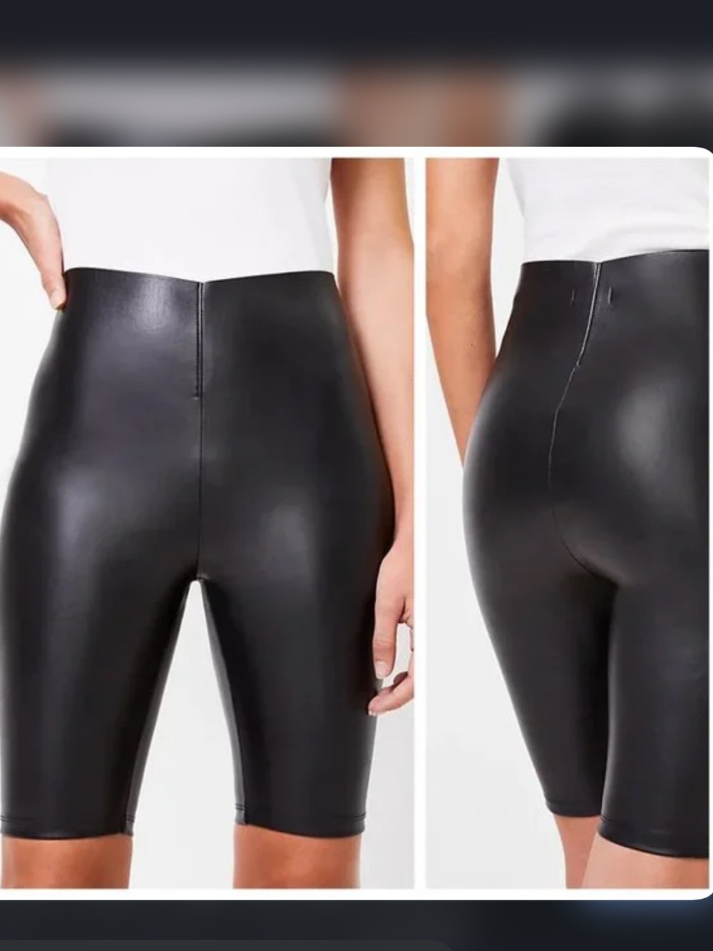 LOFT Black Faux Leather Biker Shorts Size XL